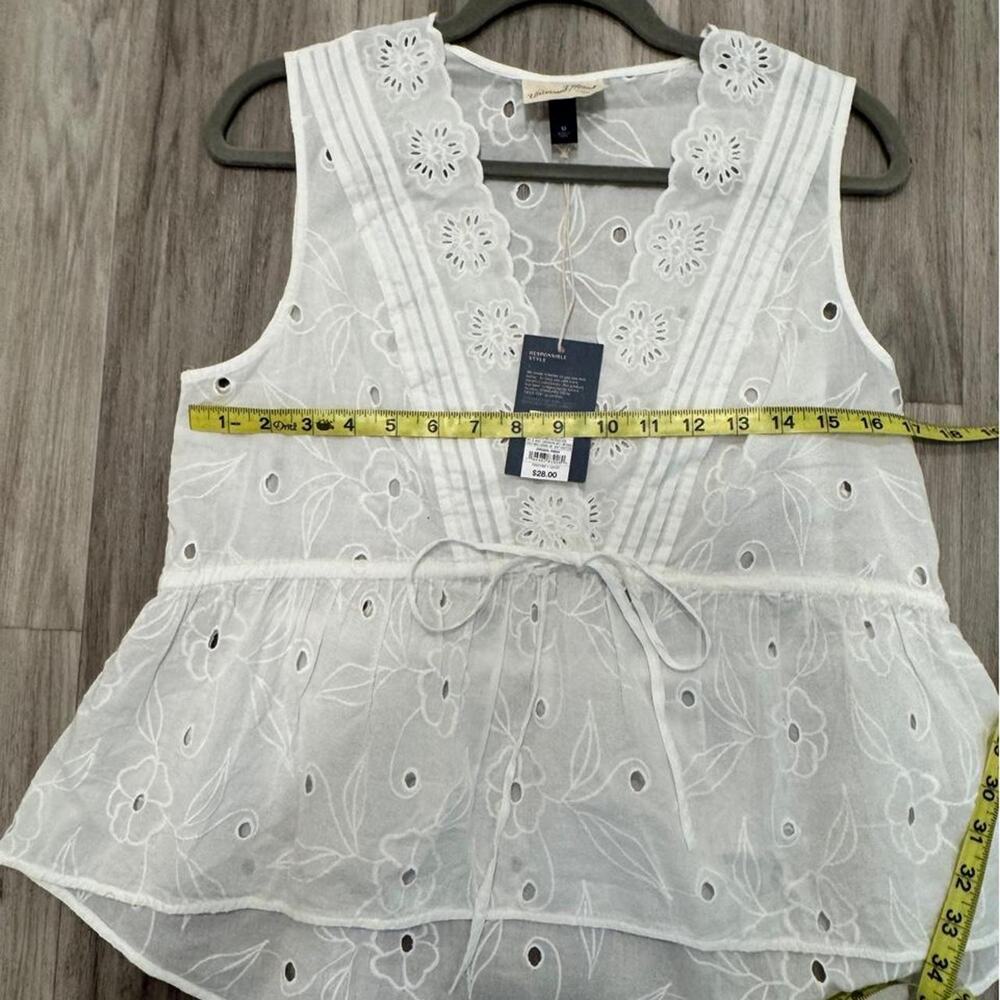 White eyelet top with tie detail